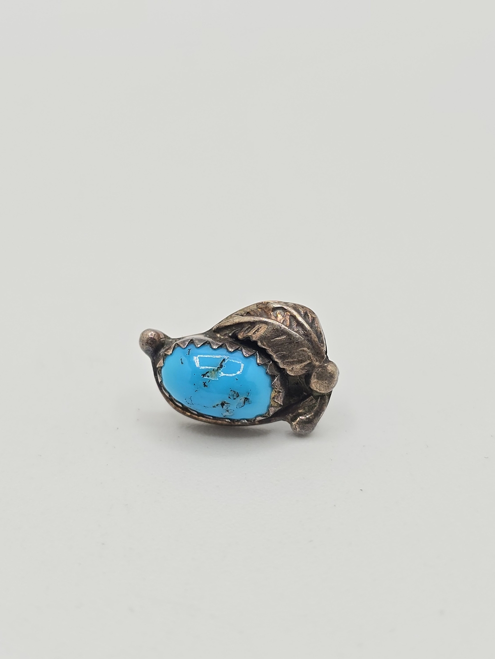 Vintage Turquoise & Sterling Silver Earring Single Stud Southwestern Style